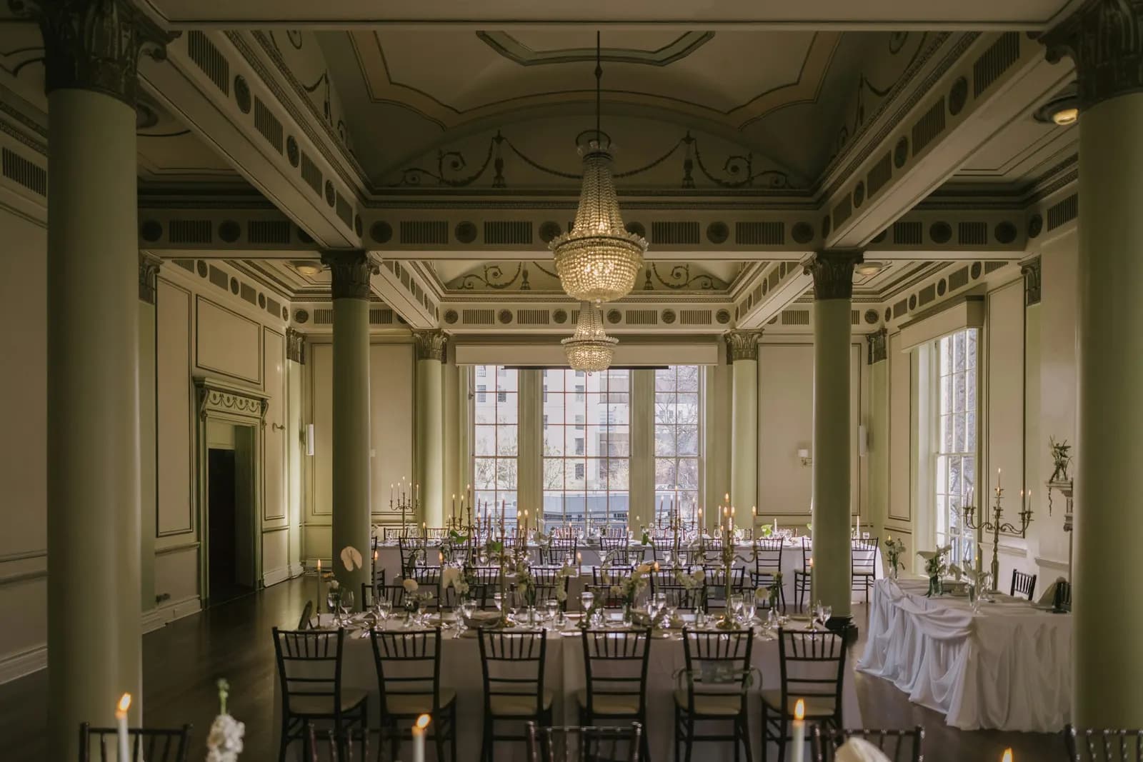 The Ballroom set for a wedding dinner